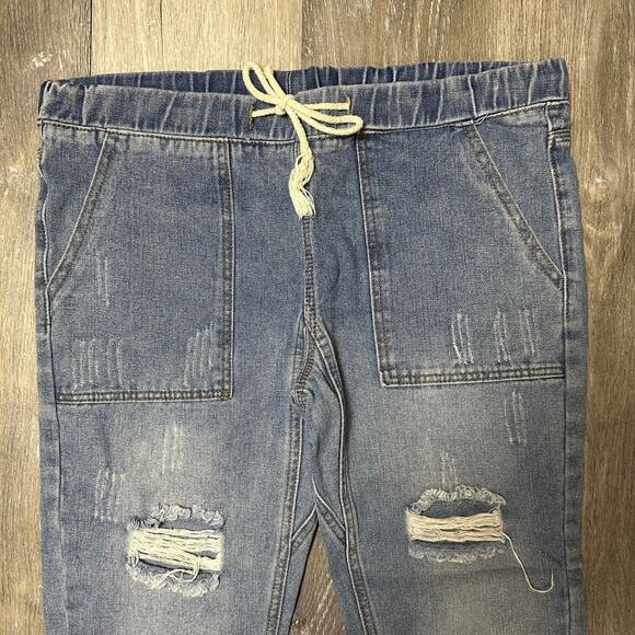 Drawstring Jogger Denim Jeans - Picture 2 of 5